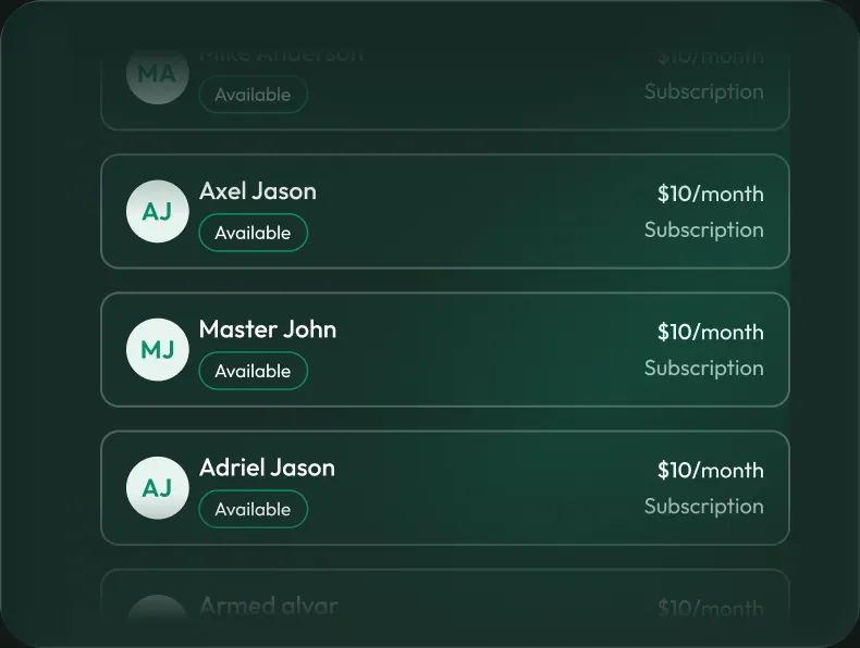 A ranked list of providers, each showing availability and a monthly subscription price.